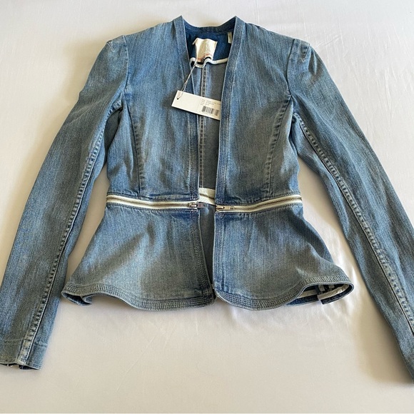 NWT Rebecca Taylor Denim Flare Peplum Jacket 0 XS - Picture 4 of 9